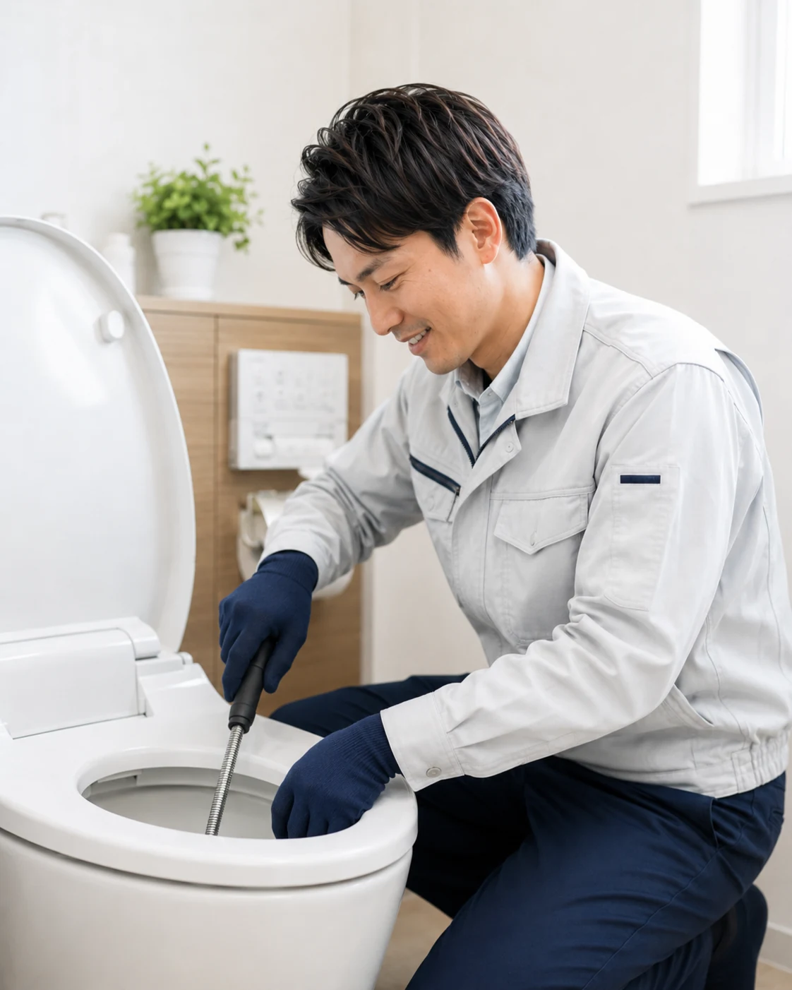 トイレ修理に伺う自社スタッフ